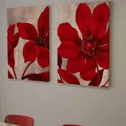 art street Floral Red Synthetic Wood (Set of 2) Art Panels-picture-32
