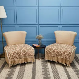 jutie pie Beige Textured Cotton 1 Seater Sofa Cover by Jutiepie image 1