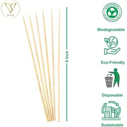 velexe Bamboo Skewers Sticks [6 inch - 3mm]|BBQ Stick for Grilling Kebab, Satay&Paneer Disposable Wooden Dinner Fork Set-picture-29