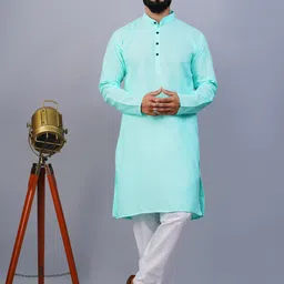 stoneheart Men Solid Cotton Blend Straight Kurta-picture-26