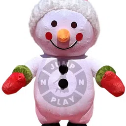 JUMP N PLAY Snow Man Fur Mascot Costume With 6 Feet Elders Halloween Costume-picture-26