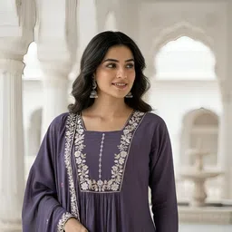 new ethnic 4 you Embroidered Kurta, Trouser/Pant & Dupatta Set image 4