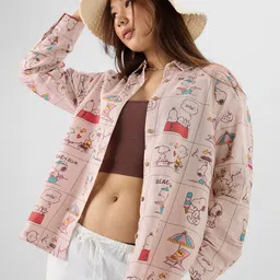 the souled store Women Oversized Fit Printed Button Down Collar Casual Shirt-picture-16