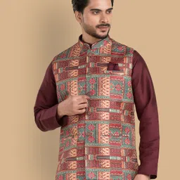 trends of ethnic Geometric Print Men Waistcoat image 1