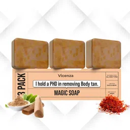 vicenza Magic Soaps For Bath | Chandan & Kesar Bath Soap Natural Herbal Glow Cleanser 92 image 1