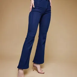 skyglory Women Boot-Leg High Rise Dark Blue Jeans image 3