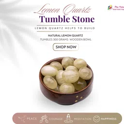 plus value lemon-quartz-tumbled-wooden-bowl Regular Asymmetrical Crystal Pebbles image 3