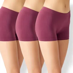 da creations Pack of 3 Solid Women Maroon Boxer Shorts-picture-25