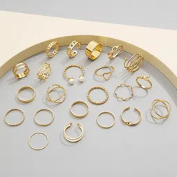 jewels galaxy Designer stackable ring combo for women/girls Alloy Gold Plated Ring Set image 1