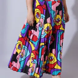 u&f beyond Women Printed Flared Multicolor Skirt image 3