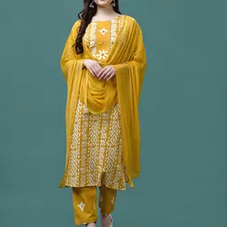 berrylicious Women Viscose Rayon Kurta Pant Dupatta Set-picture-12