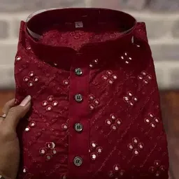 nelli Men Embroidered Cotton Silk Straight Kurta-picture-17