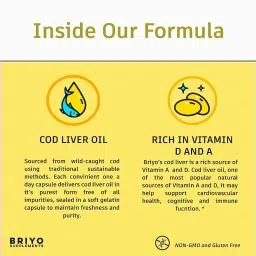 briyo supplements Briyo Cod Liver Oil- Omega Fatty Acids with Vitamin A & D (300 mg size mini capsule) (90) image 4