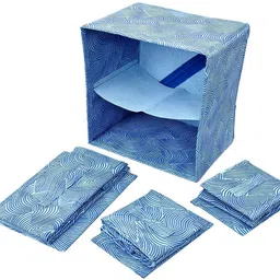 CHAMPARAN Lehariya Printed Non-Woven Foldable Organizer Box With 3 Draw Cotton Laundry Bag image 4