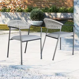 homedfy Costa Outdoor Accent Patio Weaving Chair Set of 2 Gun Metali in Grey-picture-10