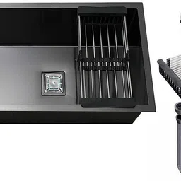 venus 24 x 18 x 10 Single Bowl Handmade Kitchen Sink Black 24" X 18" X 10" HANDMADE 304 BLACK MATT GRADE SINK 304 Stainless ven192 Vessel Sink-picture-13