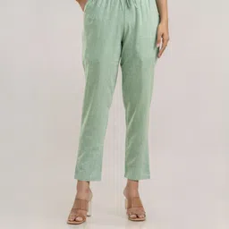 kanchuk Women Relaxed Green Pure Cotton Trousers-picture-24