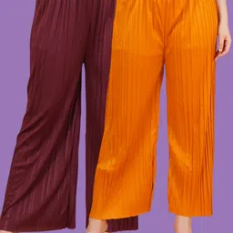 mast & harbour Women Regular Fit Maroon, Yellow Polyester Trousers-picture-16