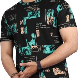 sti Pack of 2 Men Printed Round Neck Polyester Multicolor T-Shirt image 5