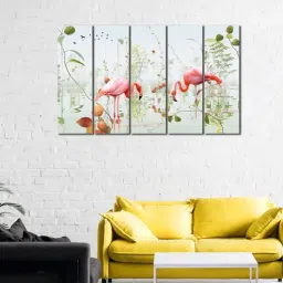 wens Flamingo On Beach MDF Art Panel Set of 5-picture-19