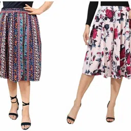 manat diva Women Printed A-line Multicolor Skirt-picture-30