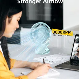 UN1QUE Portable Clip on Fan Battery Operated, 6 Inch Powerful USB Table Fan, 3 Speed Portable Clip on Fan Battery Operated, 6 Inch Powerful USB Table Fan, 3 Speed Laptop Accessory, Rechargeable Fan, USB Air Cooler, USB Air Freshener, USB Air Purifier image 2