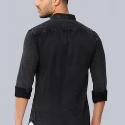 aia fab Men Regular Fit Washed Cut Away Collar Casual Shirt image 2