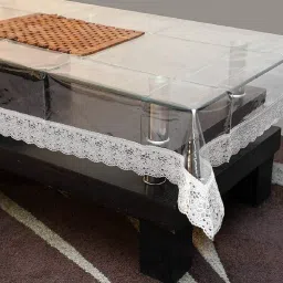 ambbi collections Transparent Solid Heat-Resistant, Waterproof (90x60) Silver Lace Border Tablecloth image 5