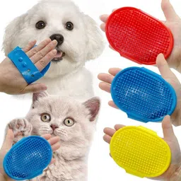 rhhg ecom Pet Shampoo Brush | Soothing Massage Rubber Bristles Curry Comb for Dogs & Cats Silicone Wet and Dry Brush image 4