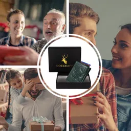 doecraft Men Casual, Formal Green, Black Genuine Leather RFID Wallet image 4