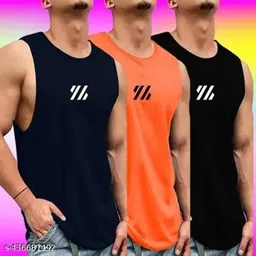 Pack of 3 Premium Polyester Gym Vest or Gym Sandow Men Vest-image-41