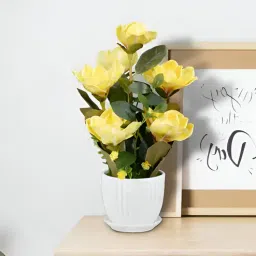 royaloak Six Heads Magnolia Flowers - Yellow - 18 Inches-picture-25