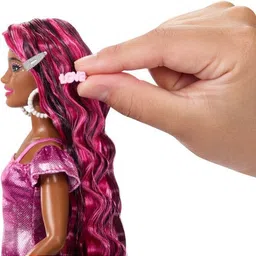 barbie Fun & Fancy Hair Doll with Extra-Long Colorful Black Hair & Styling Accessories image 5