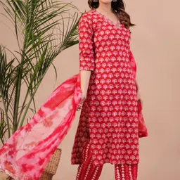 glider girl Women Pure Cotton Kurta Patiala Dupatta Set image 3