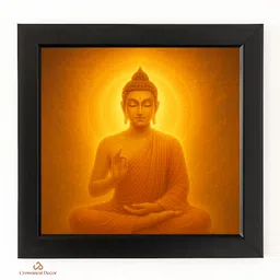 crownnestdecor Gautam Buddha painting Photo frame Digital Reprint 9.5 inch x 9.5 inch Painting image 1