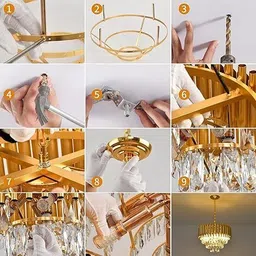 savorade 600*300mm gold jhummar@1luxury item 3 Color LED Light Chandelier Ceiling Lamp image 5