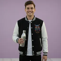 barmanic Men Graphic Print Fleece Jacket image 2