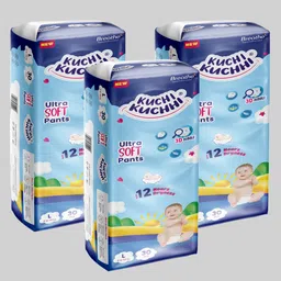 kuchi kuchhi Premium super soft baby diaper Pants with a 3D bubble top (Pack of 3) - L-picture-11