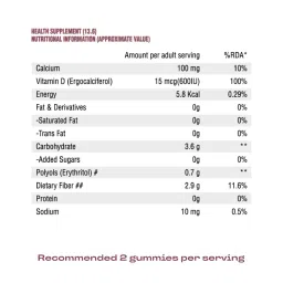 Nutriburst Healthy Muscles & Bones Gummies with Calcium & Vitamin D to Boosts Immunity No-AddedSugar Lemon Flavor 100% Vegetarian - 30 Gummies image 3