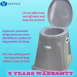 veayva INDIAN TO WESTERN commode chair | stool | shower chair for patients GREY COLOUR Commode Shower Chair image 5