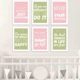 art street Pink & Green Engineered Wood (Set of 6) Art Prints-picture-31