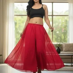 farden Women Relaxed Red Georgette Trousers image 4