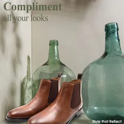 thomas crick Premium Leather Pull Tab Elasticated Side Cushioned Insole Chelsea Boots For Men image 5