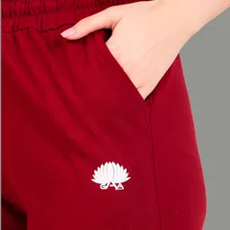 gaa Pack of 2 Women Solid, Printed Grey, Maroon Track Pants image 2