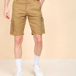 louis philippe jeans Solid Men Khaki Cargo Shorts-picture-17