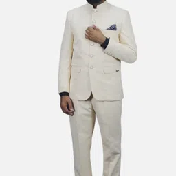 gargian master cut Men Mandarin Collar Solid Suit image 1