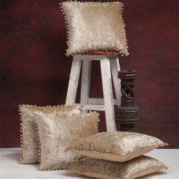 hosta homes Gold Solid Velvet 16 x 16 Inches Cushion Covers (Set of 5)-picture-15