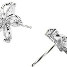 myki Cute Flower Silver plated Stud Earring For Women & Girls Swarovski Zirconia Sterling Silver Stud Earring image 4