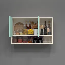 specialitypanels 2 Door Mirror glossy triple layer UV resistant handless shutter with 3 Organizer Shelf in Mint Finish image 5