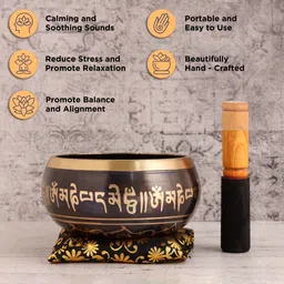 the healing store 1.5 KG MANTRA SINGING BOWL BLACK ANTIQUE Singing Bowl image 2